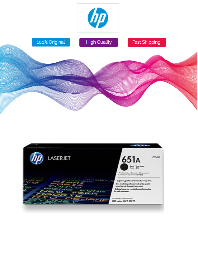 Hewlett Packard CE340A, HP 651A Black Laser Toner, Original HP