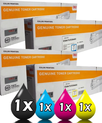 4 Pack Genuine OKI ES8473/ES8483 Toner Set 45862833-45862836 1C,1M,1Y,1B