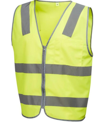 High visibility work Site Safety Vest H With Zipper- Florescent Yellow/Green