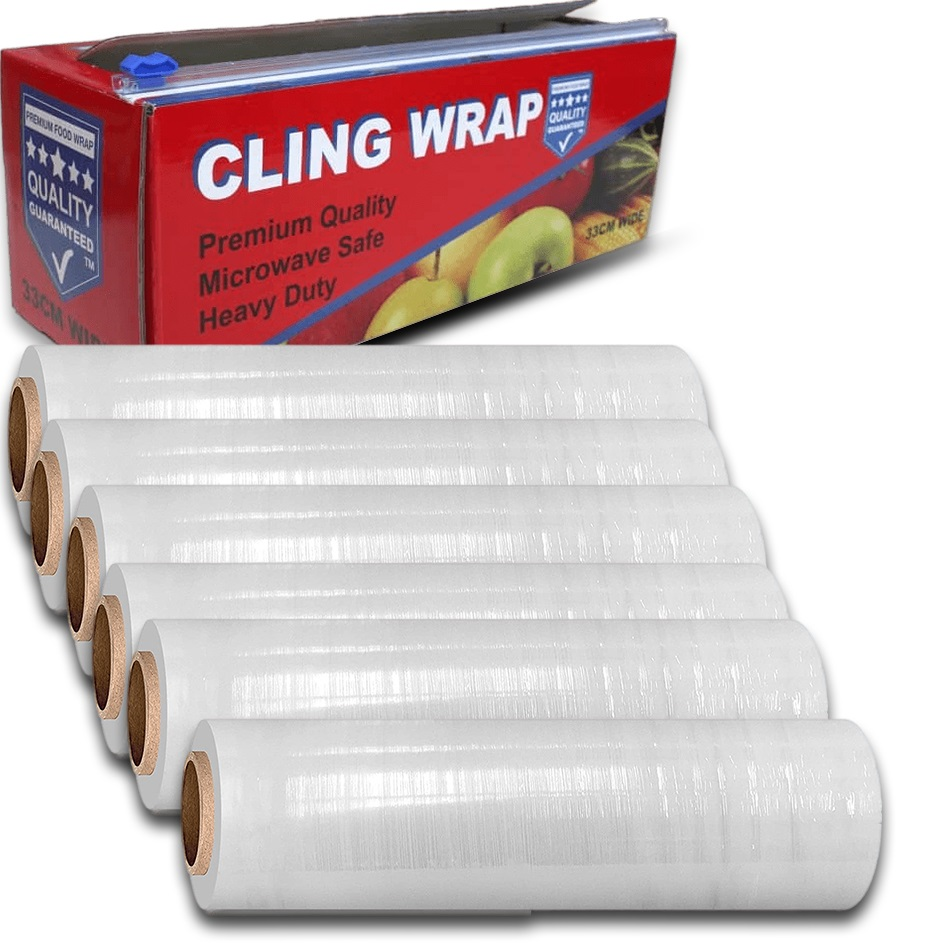 6 Rolls Heavy Duty Cling Food Wrap 33cm Wide