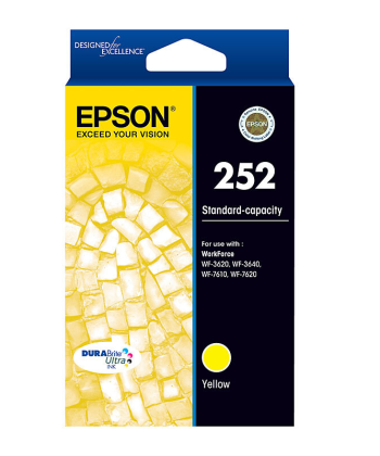 Genuine Epson 252 Yellow Ink Cartridge C13T252492 300 Pages