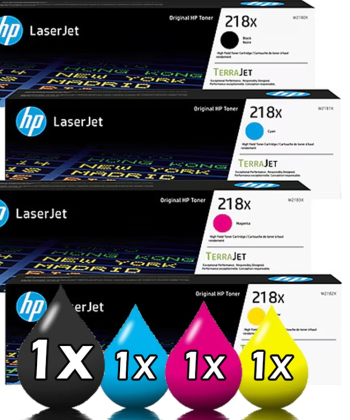 Genuine 4 Pack HP 218X High Capacity Toner Cartridge Value Pack [1BK, 1C, 1M, 1Y]