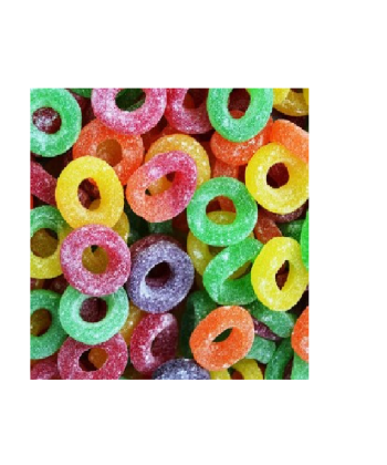 Fruit Rings Jelly Gummies Sugar Coated - 1kg Gluten Free