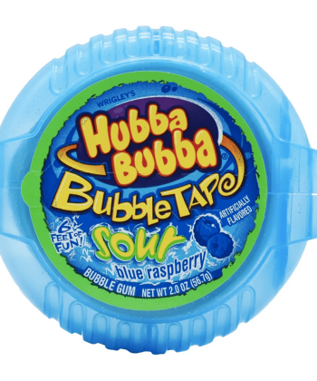 Hubba Bubba Tape Bubble Gum Sour Blue Raspberry - 12 Pieces