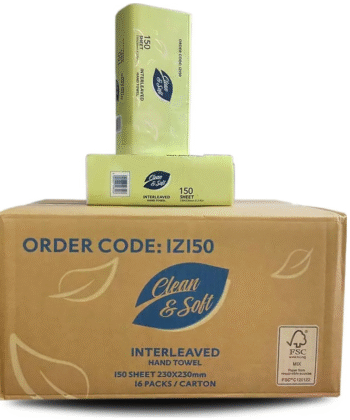 Carton of 20 Packs Finesse Clean & Soft Interleaved Hand Towel Compact 19 x 25cm 120 Sheets Per Pack