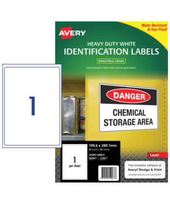 Avery Laser Label L7067 1 Label Per Sheet - Pack Of 25
