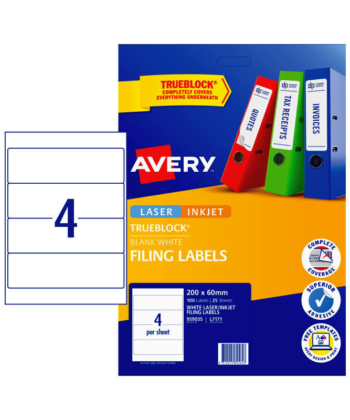 Avery Laser Label L7171 4 Label Per Sheet - Pack Of 25