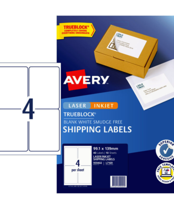 Avery Label White L7169 4 labels Per Sheet - Pack Of 10