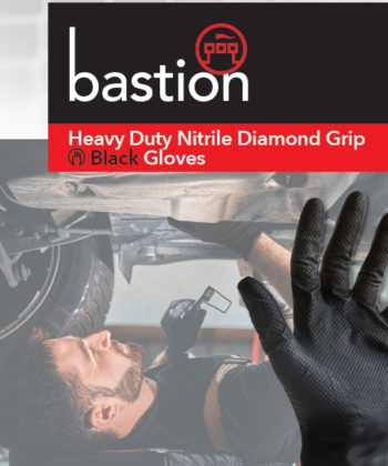 Bastion Heavy Duty Black Diamond Grip Nitrile Gloves Powder Free Micro Textured 50pcs