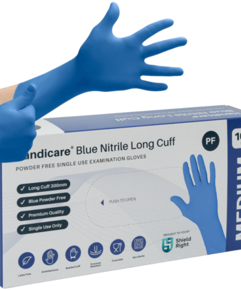 Handicare Blue Nitrile Long Cuff Powder Free Box of 100